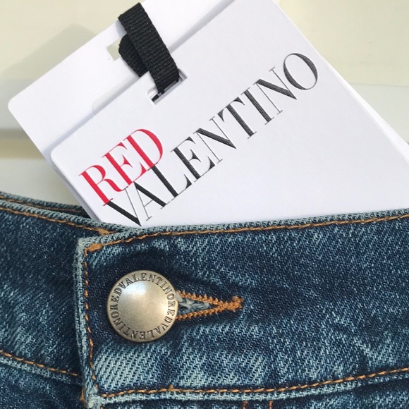 RED Valentino. Denim embroidery skirt，Rare,NWT 40. - Picture 4 of 12